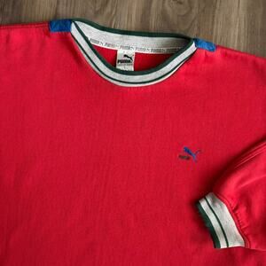 Vintage Puma Sweatshirt Men's Size L Boxy 1980s Athletic Red